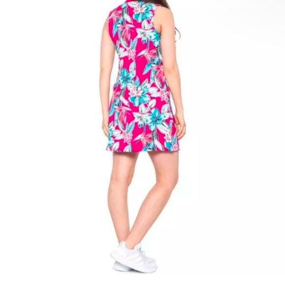 Tommy Bahama Golf Dress Women’s M Pink Floral Tennis Pickleball - Picture 2 of 5